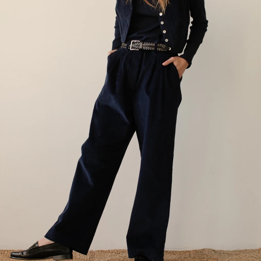 Donni Cord Pleated Trouser XS Navy